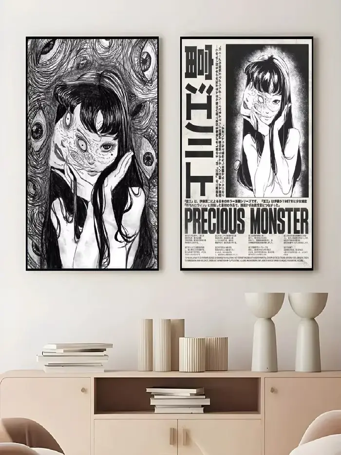 Junji Ito Tomie affiche rétro Cool Girl collant mur Art impression décor étanche pour la maison chambre Bar salon esthétique