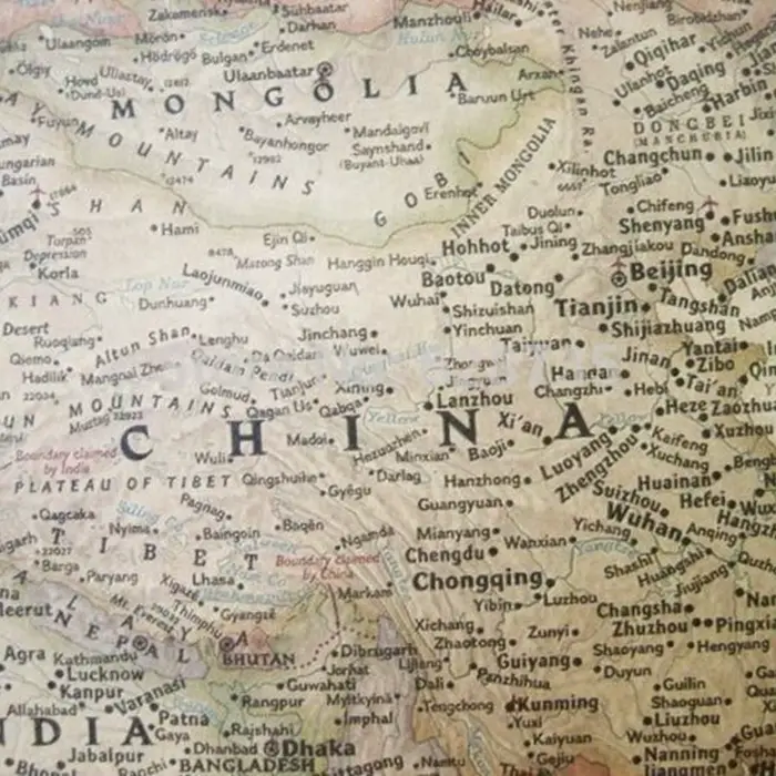 Affiche carte du monde en papier kraft