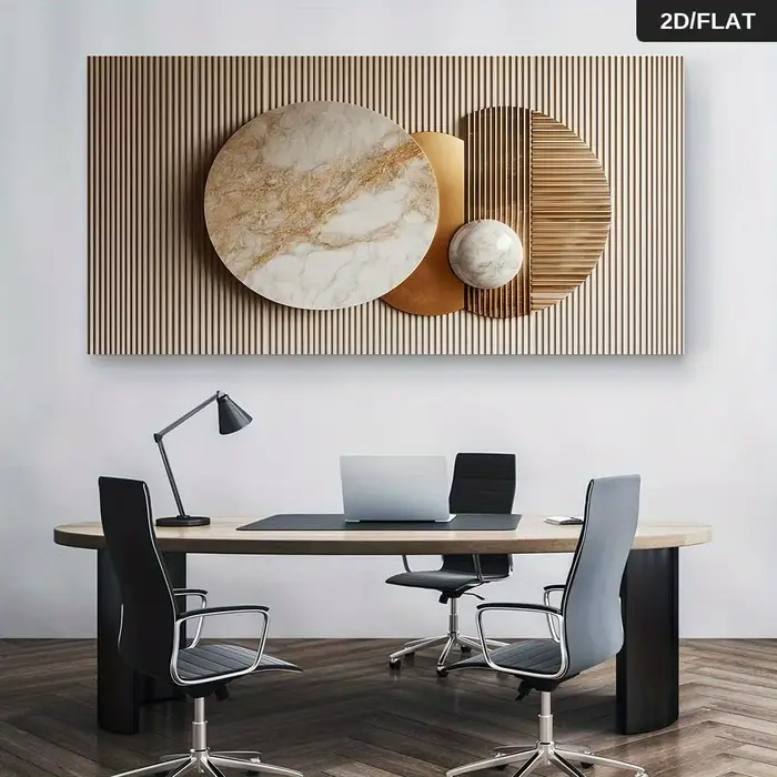 Une impression sur toile murale abstraite moderne en marbre et laiton