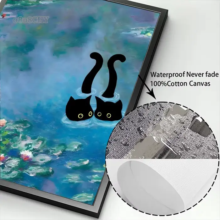Toile de chat noir drôle