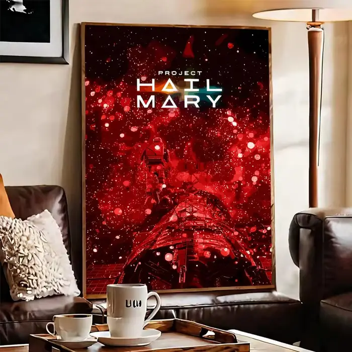 P-Project Hail Mary 2026 Affiche de film autocollante imperméable pour décoration murale de bar à domicile