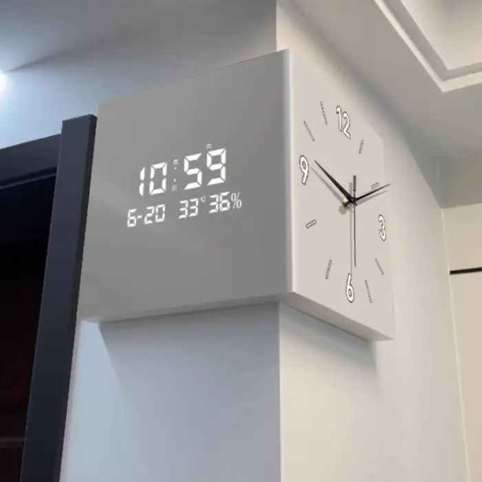 Horloge murale d'angle Double face