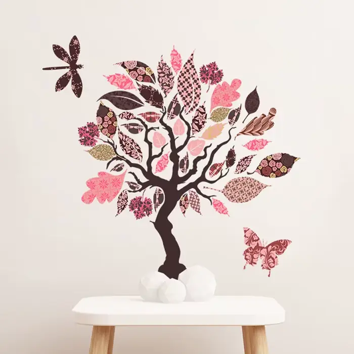 Autocollant Mural arbre coloré