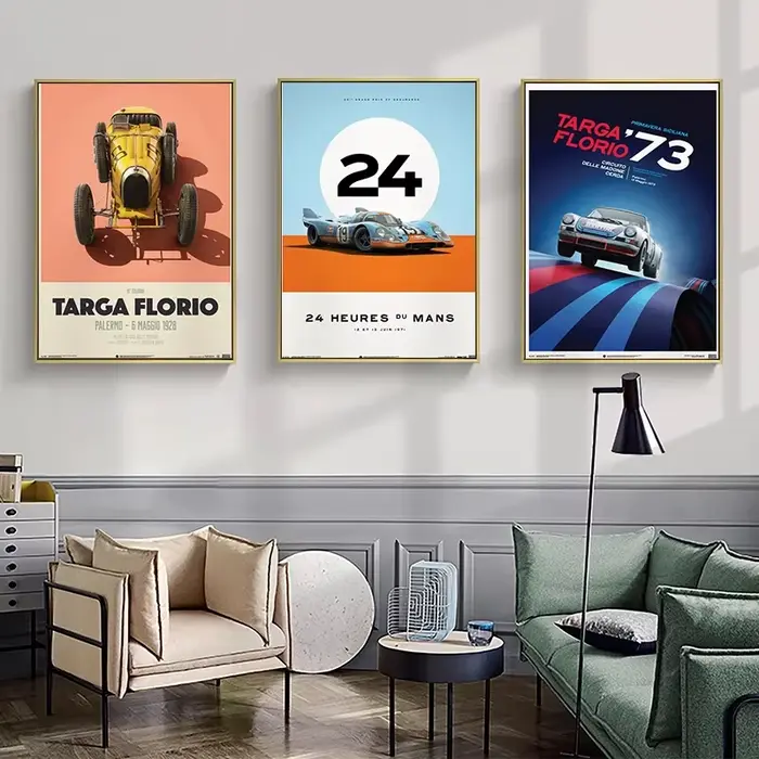 Affiche murale rétro de voiture classique