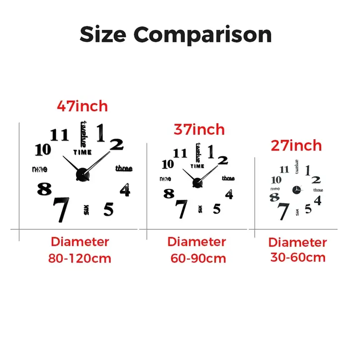 Horloge murale numérique 3D, sans cadre, autocollants muraux miroir acrylique, décoration de maison,