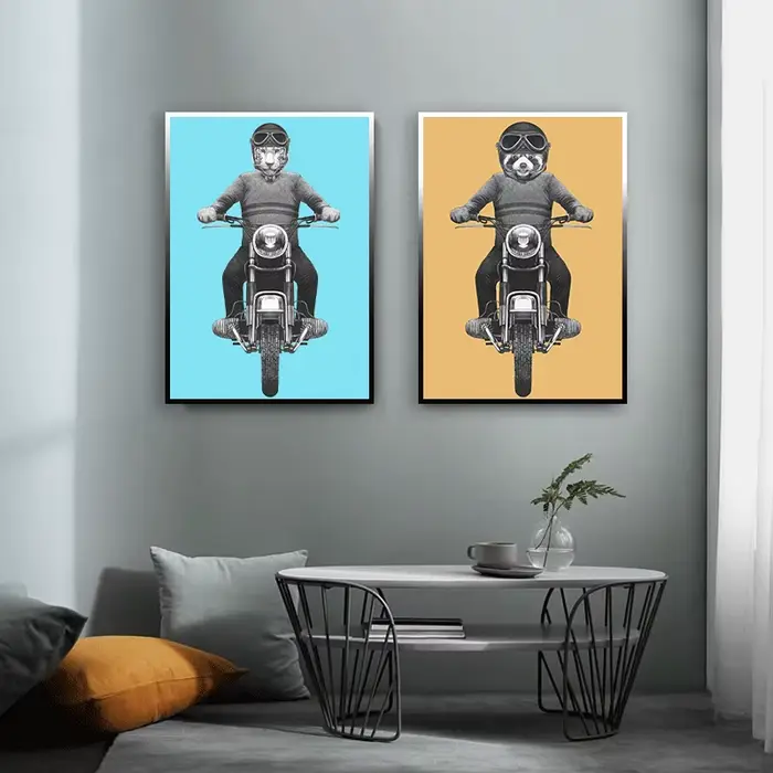 Peinture sur toile de tigre et de raton laveur pour la décoration de la maison