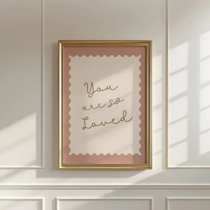 Art rose sans cadre « You Are So in Love », rayures, impression d'amour, décoration murale pour fill