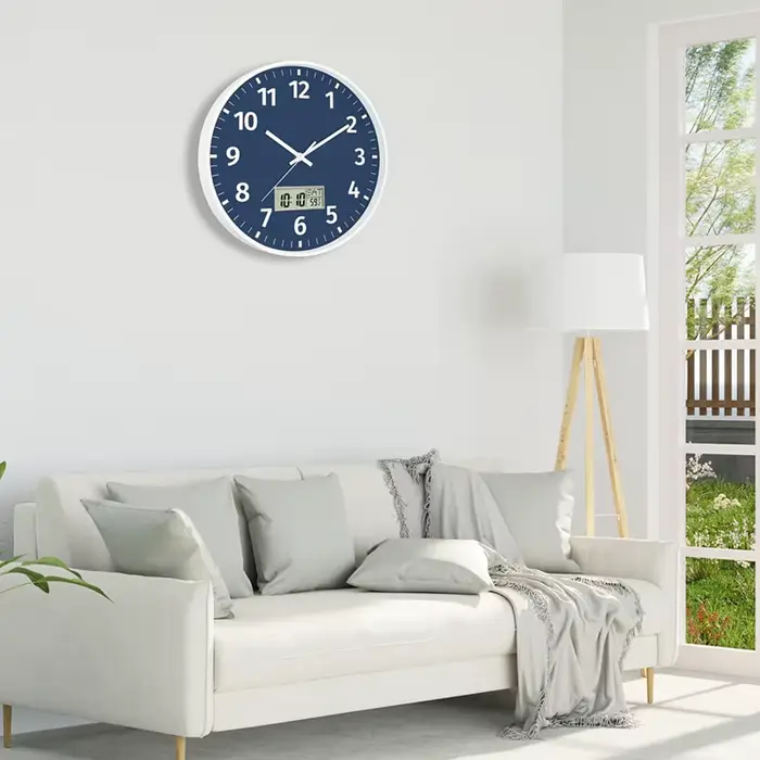 Horloge murale numérique ronde avec heure