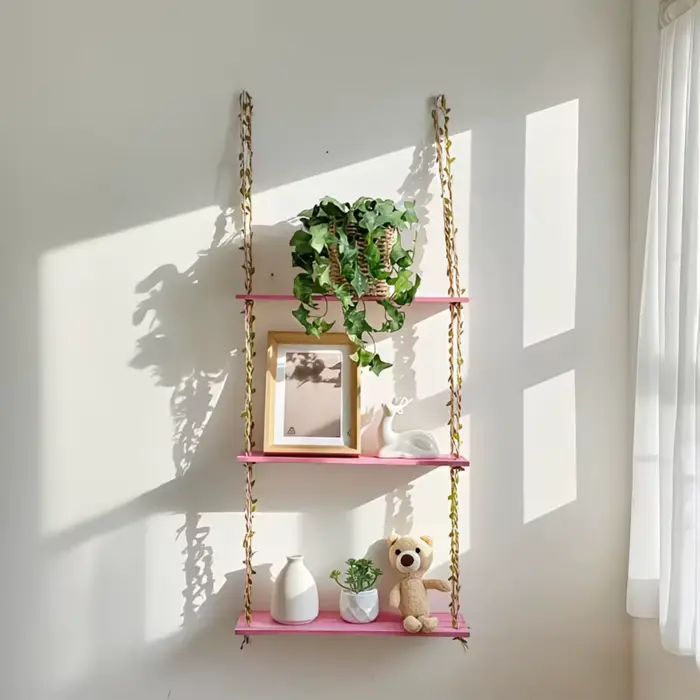 1 étagère murale rose bohème