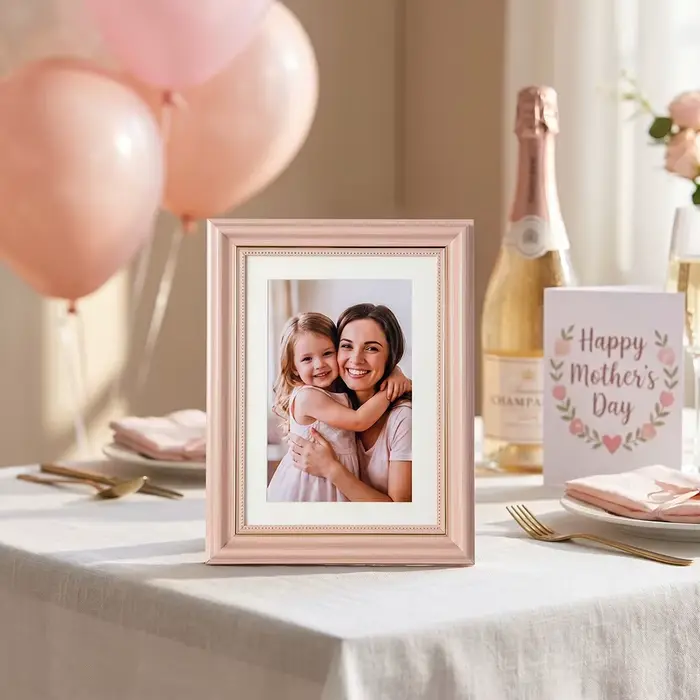 Lot de 2 cadres photo roses avec passe-partout 6 pouces