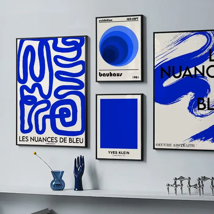 Affiche abstraite de ligne de géométrie de Klein Blue Picasso