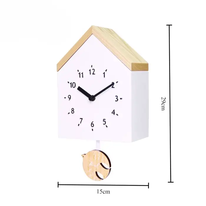 Horloges murales de dessin animé, horloge nordique en bois pour salon, décoration de maison moderne 