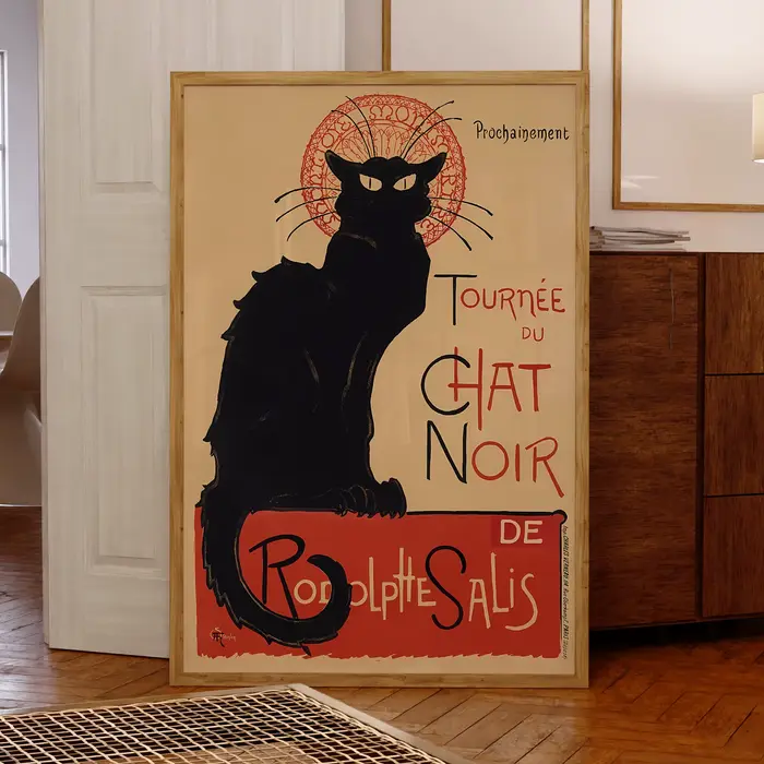 Affiche française Vintage Chat Noir moderne