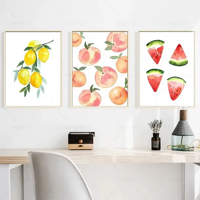 Affiche de fruits aquarelle avocat citron pastèque pêche papaye mur Art toile peinture impressions nordiques photo cuisine décor à la maison