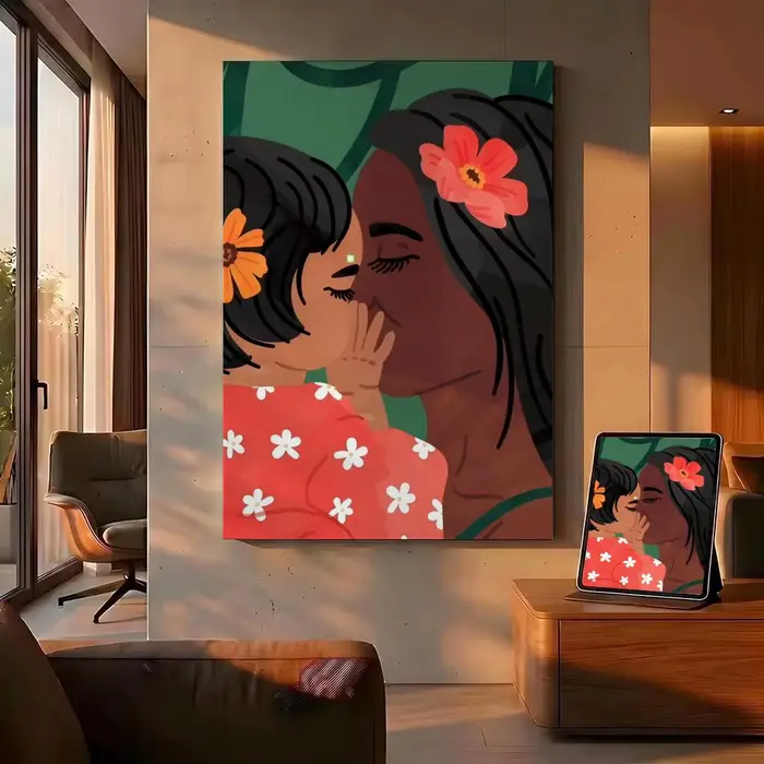 Peinture Calligraphique sur Toile Eco HD avec Cadre Intérieur en Option |   Décoration de couloir, a