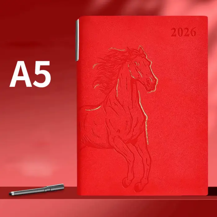 Bloc-notes avec calendrier 365 jours par jour 2026, livre de Plan d'une Page, année du cheval, liste