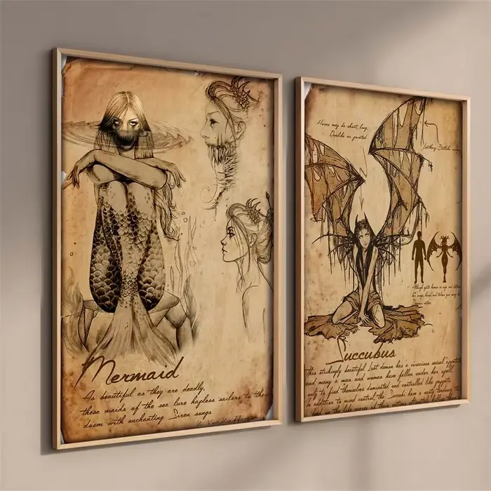 Affiches de fille diable Sexy, Vampire d'horreur, monstre mythique, loup-garou, sorcellerie magique, peinture sur toile esthétique, décoration de salle