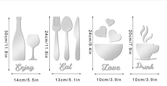 Autocollants muraux miroir avec Logo de cuisine