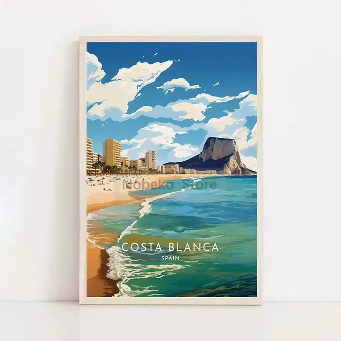 Affiche de voyage d'espagne, Barcelone Malaga Ibiza Ronda Lanzarote, imprimés aquarelle, peinture su