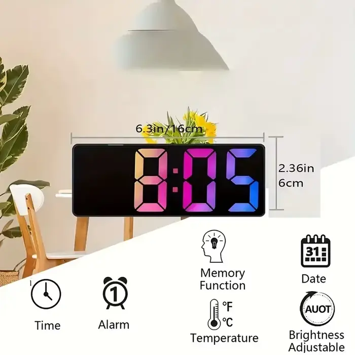 Dernière horloge numérique LED réveil chambre horloge de bureau électronique avec affichage de la te