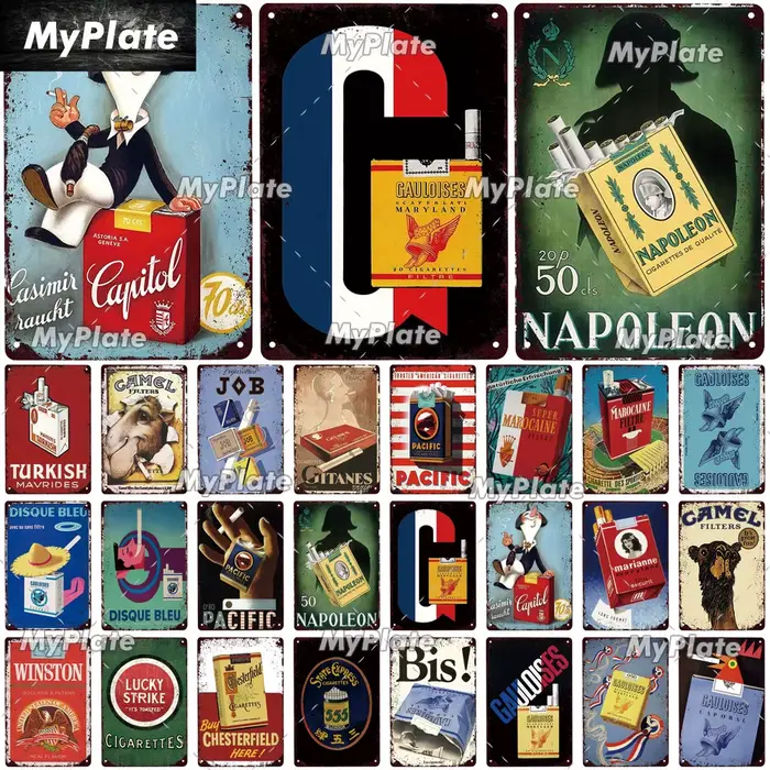 [MyPlate] affiche de tabac Vintage signe en étain Cigarette
