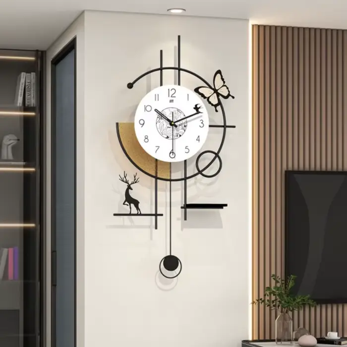 Horloges murales modernes, horloge murale d'art de luxe, décoration de salon, mécanisme silencieux élégant, ornements esthétiques pour la maison