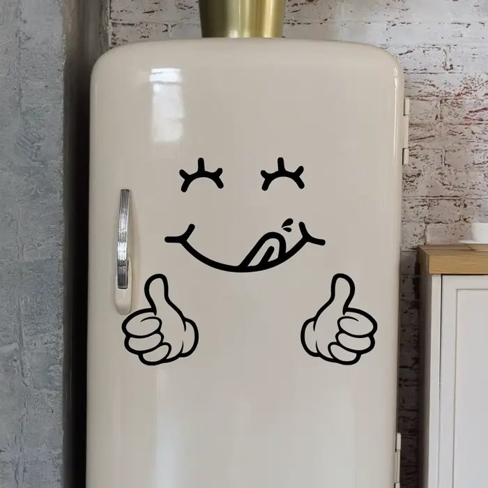 Autocollant mural avec visage souriant amusant