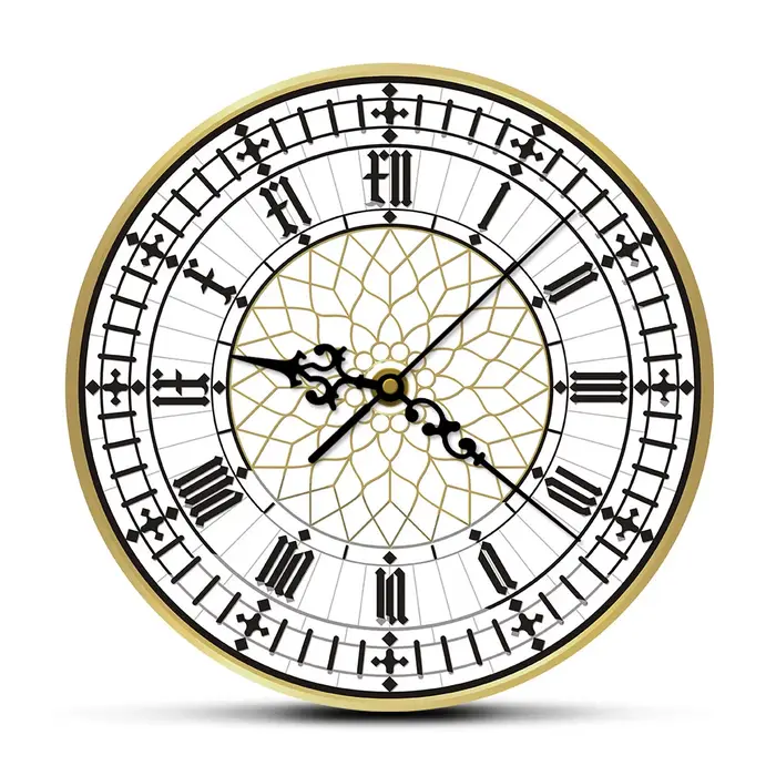 Big Ben Horloge murale moderne contemporaine rétro silencieuse sans tic-tac montre murale anglais dé