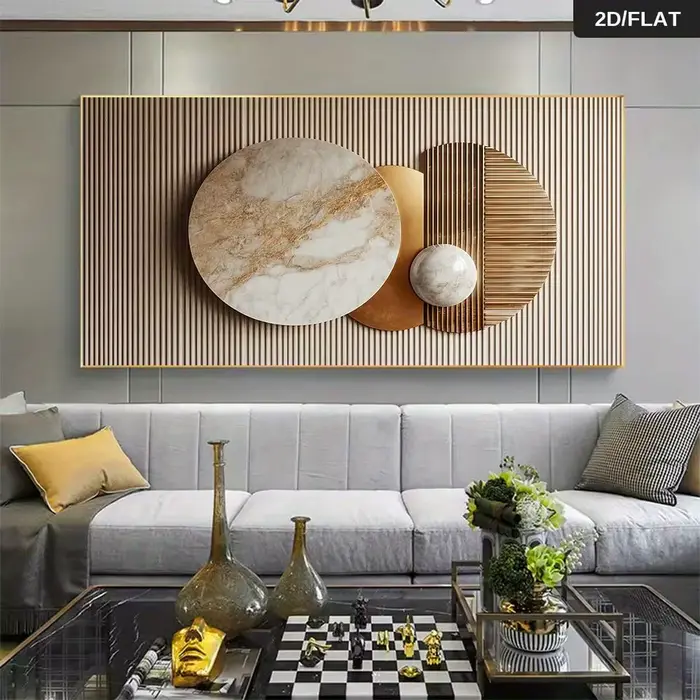 Une impression sur toile murale abstraite moderne en marbre et laiton