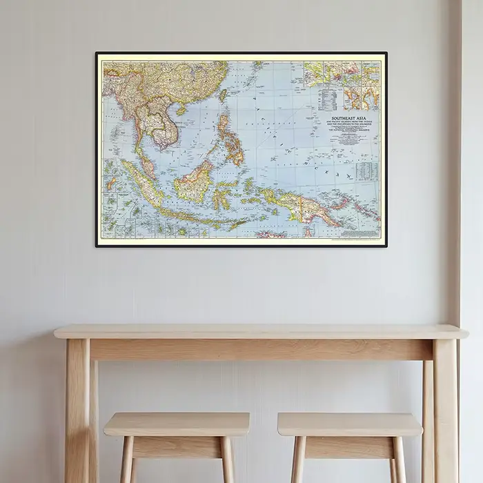 Affiche détaillée de la carte du sud-est 1944 en papier Kraft
