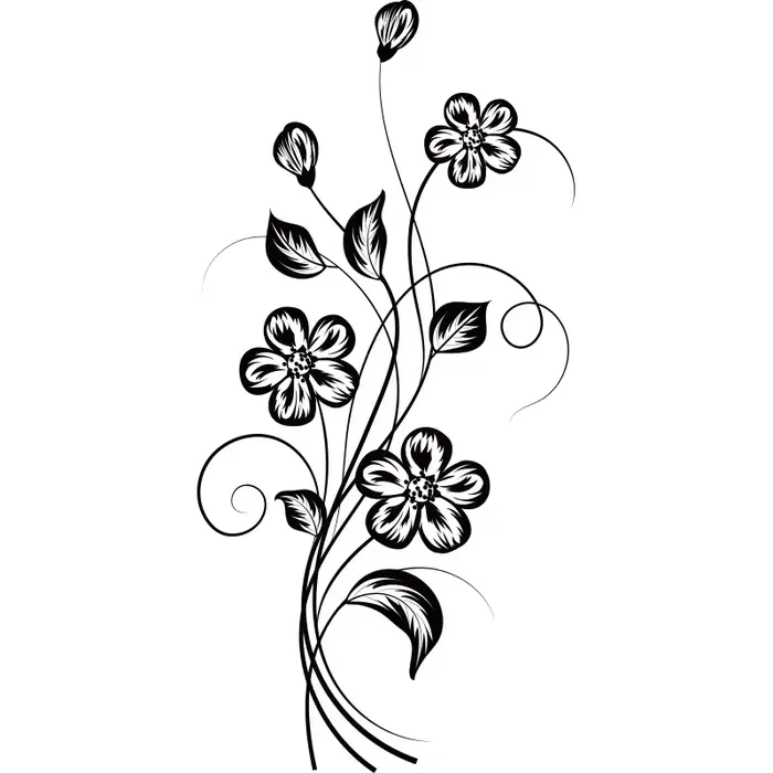 Autocollant de fleur noire, belle atmosphère, embellissement de décoration pour chambre à coucher, s