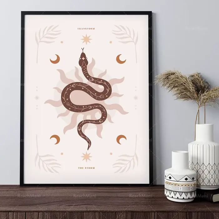 Boho serpent art, animal compact
