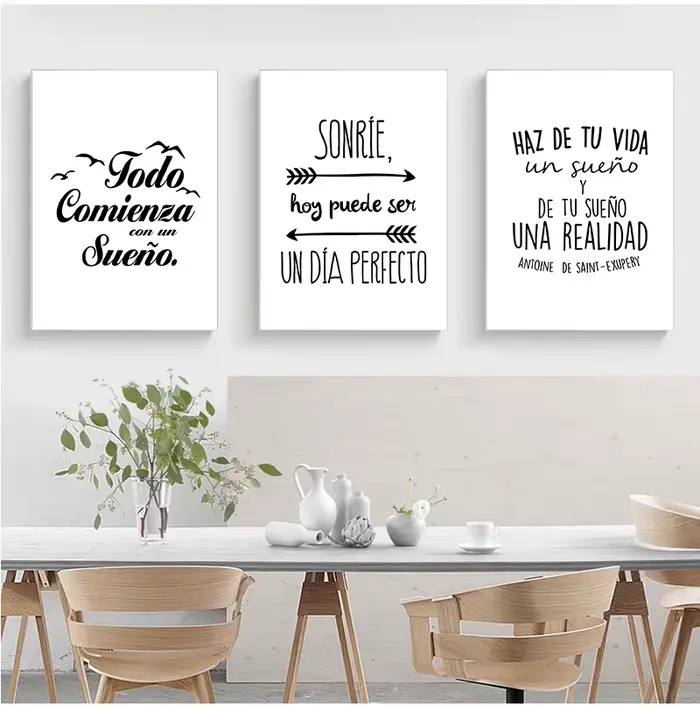 Impression d'art de toile de citation positive espagnole et affiche