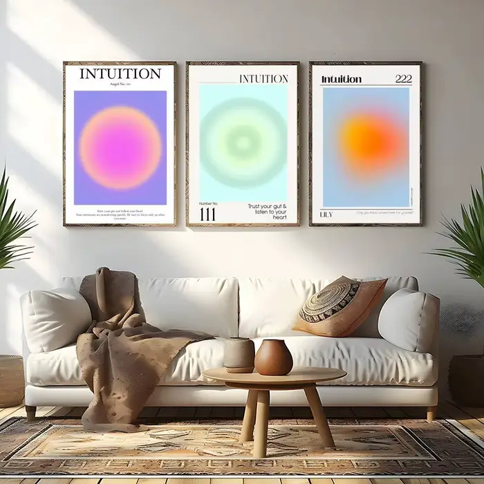 Affiche sur toile avec numéro d'ange 111, énergie de manifestation, Aura, peinture sur toile, décoration murale pour la maison, impression pour décoration de salon