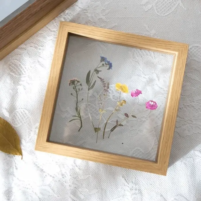 Cadre à fleurs pressées double face en verre 6/8/10 pouces, noir et couleur bois, avec clip pour her