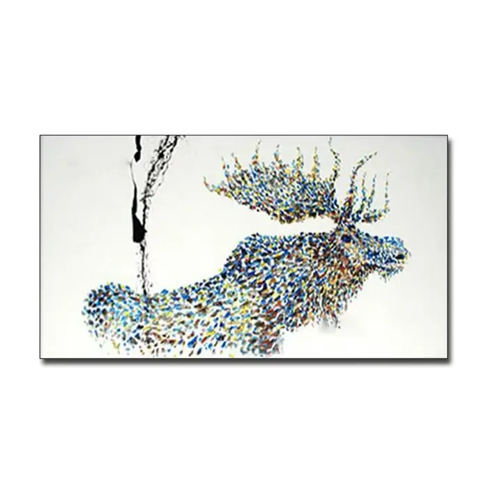 Peinture à l'huile de cerf de tuyau d'art d'animal peint à la main
