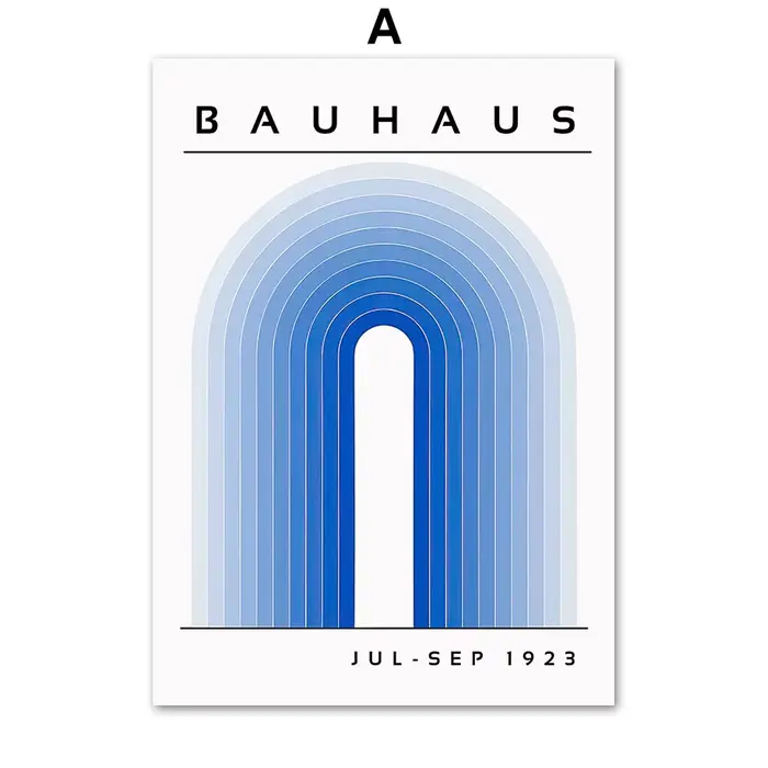 Peintures sur toile bleues Bauhaus de style moderne du milieu du siècle, affiches et impressions d'a