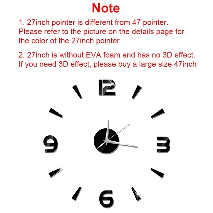 Horloge murale numérique 3D, sans cadre, autocollants muraux miroir acrylique, décoration de maison,