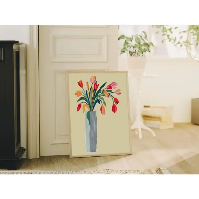 2 tableaux sur toile de fleurs de tulipes