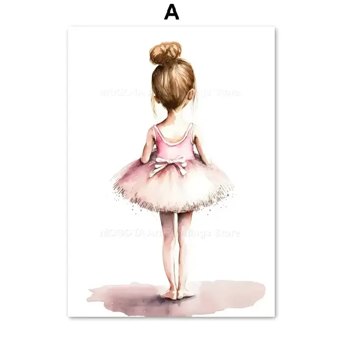Ballerine Alphabet numéro chaussures robe couronne papillon pépinière mur Art toile peinture affiche