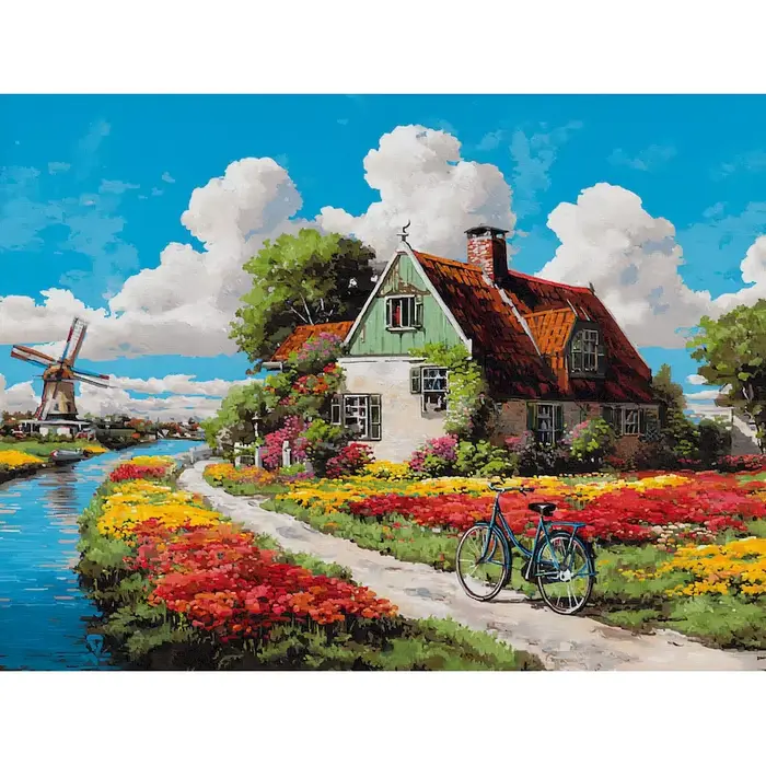 GATYZTORY Peinture par numéros de paysage de maison, tableau peint à la main, peinture de paysage, i