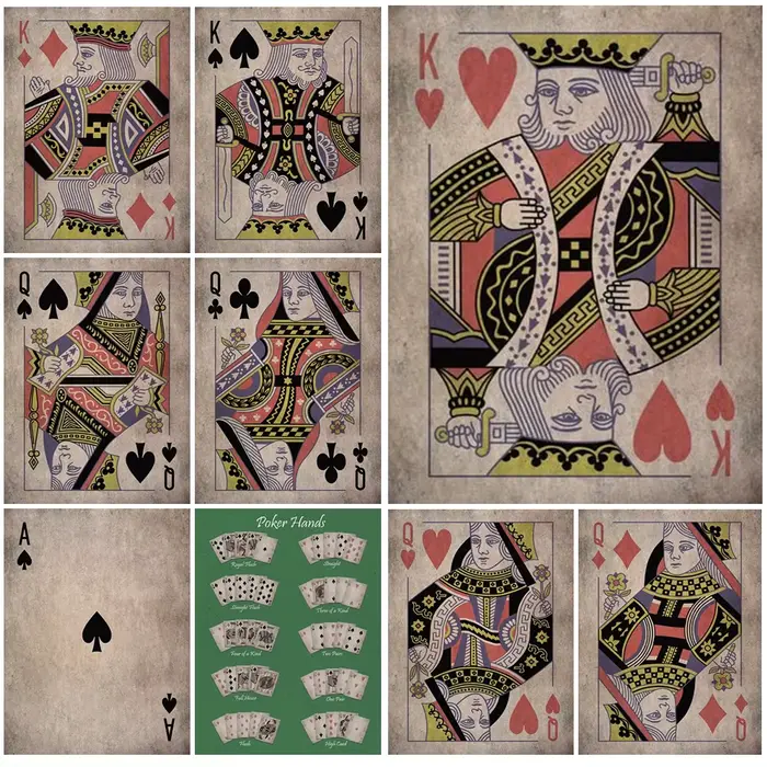 Cartes à jouer Vintage Poker mains mur Art toile peinture affiches imprime photos murales pour salon décor à la maison sans cadre
