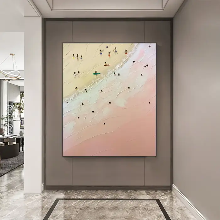 Peinture à l'huile sur toile de plage d'été