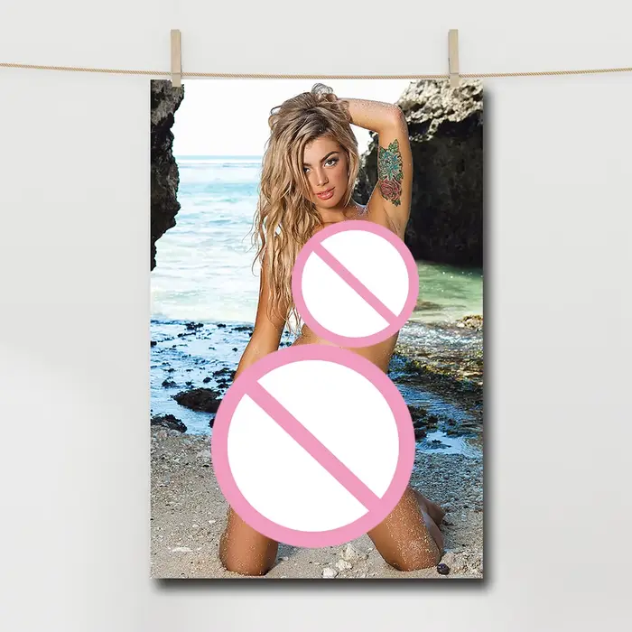 Tableau mural « Fille blonde sur la plage », impression sur toile, affiche décorative pour salon, décoration de chambre à coucher, illustration