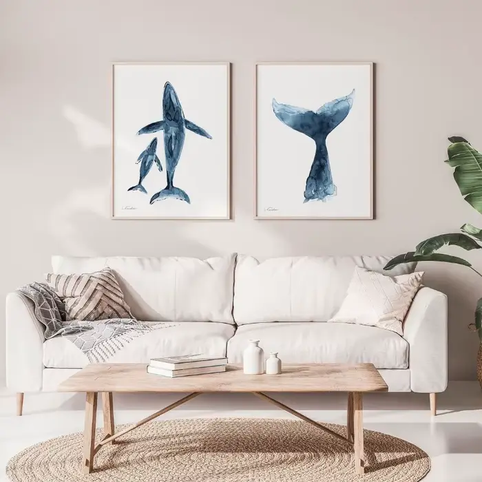 Affiches nautiques côtières aquarelle bleue
