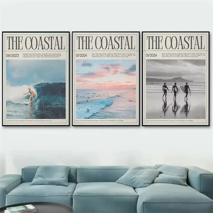 Affiche Murale Rétro Tendance sur Toile : Filles Surfistes