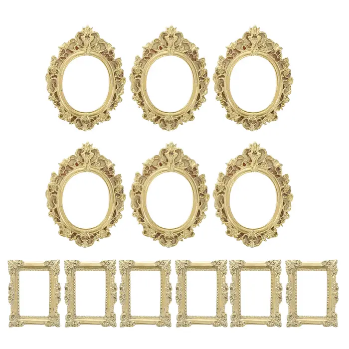 12 pièces cadres Photo en résine Style Baroque ovale Rectangle Vintage bricolage artisanat décor à la maison mur table