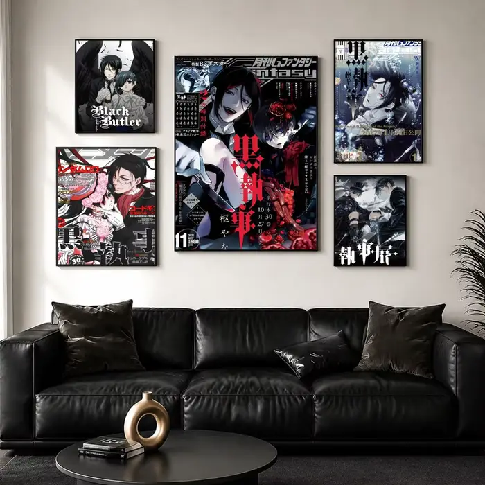 Affiche murale sur toile avec peinture et calligraphie Anime B-black Butler