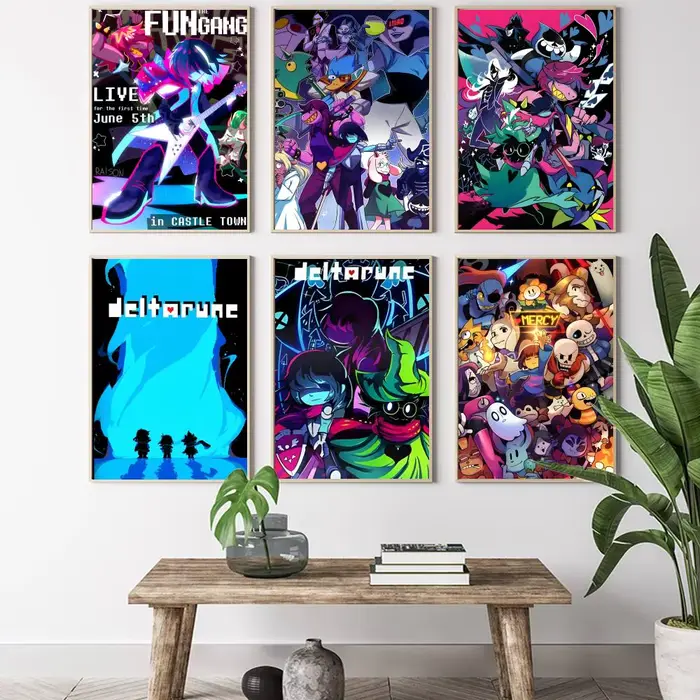 Jeu Deltarune peinture calligraphie HD toile affiche salon chambre bar décoration esthétique