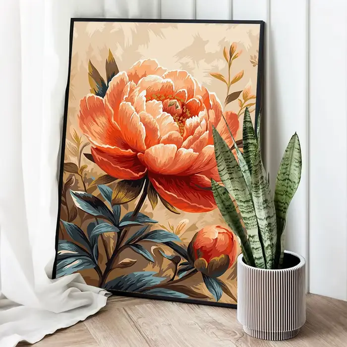 Peinture par numéros, tableaux décoratifs, peinture sur toile de pivoine en fleurs, pour adultes, coloriage par numéros, cadeau DIY